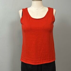 Eileen Fisher Merino Wool Red Sleeveless Sweater Italian Yarn size M
